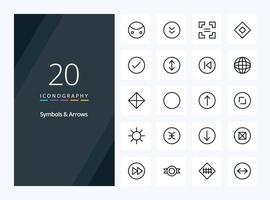 20 Symbols  Arrows Outline icon for presentation vector