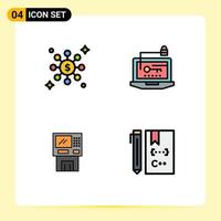 4 iconos creativos signos y símbolos modernos de dólar bankomat acceso clave cajero elementos de diseño vectorial editables vector