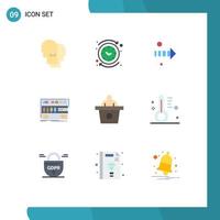 Set of 9 Modern UI Icons Symbols Signs for conference rackmount time module audio Editable Vector Design Elements