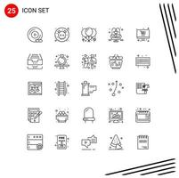 conjunto de 25 iconos modernos de la interfaz de usuario signos de símbolos para la tienda en línea fuente del parque de residuos elementos de diseño vectorial editables vector
