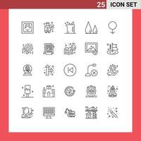 Modern Set of 25 Lines and symbols such as male science bigger lab biology Editable Vector Design Elements