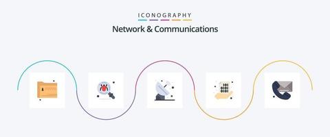 Paquete de 5 iconos planos de red y comunicaciones que incluye compartir. código. insecto. espacio. orbita vector