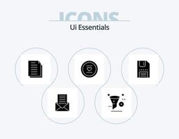 ui essentials glyph icon pack 5 diseño de iconos. como. favorito. retirar. papel. documentos vector