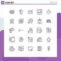 Universal Icon Symbols Group of 25 Modern Lines of optimization keywords mind engine food Editable Vector Design Elements