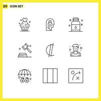 conjunto de esquemas de interfaz móvil de 9 pictogramas de elementos de diseño de vectores editables de aceite de spa de datos comerciales digitales