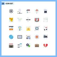 Group of 25 Flat Colors Signs and Symbols for sim spring mixer weather umbrella Editable Vector Design Elements