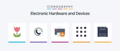 paquete de iconos flat 5 de dispositivos que incluye guardar. disquete. ordenadores. números. llamada. diseño de iconos creativos vector