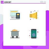 Universal Icon Symbols Group of 4 Modern Flat Icons of computer construction calculatre speaker app Editable Vector Design Elements