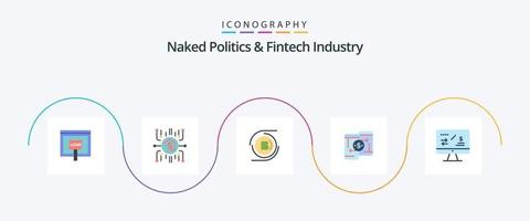 política desnuda y paquete de íconos de 5 planos de la industria fintech que incluye el pago. móvil. venta colectiva. descentralizado cadena de bloques vector