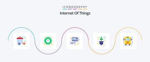 Internet de las cosas paquete de 5 iconos planos que incluye wifi. sensor. Wifi. planta. elegante vector