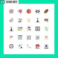 Mobile Interface Flat Color Set of 25 Pictograms of security eye dermatology block skin Editable Vector Design Elements