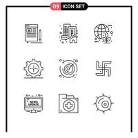 9 Thematic Vector Outlines and Editable Symbols of technology gadget real devices world Editable Vector Design Elements