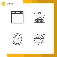 User Interface Pack of 4 Basic Filledline Flat Colors of divide data text cart graph Editable Vector Design Elements