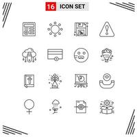 Outline Pack of 16 Universal Symbols of online usb disk warning alert Editable Vector Design Elements