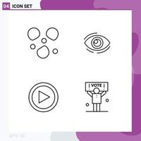 Mobile Interface Line Set of 4 Pictograms of hail view eye looking interface Editable Vector Design Elements