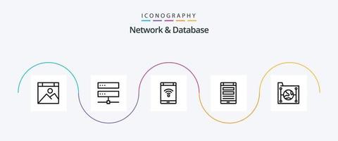 paquete de iconos de línea 5 de red y base de datos, incluido en línea. conexión. hospedaje teléfono inteligente red vector