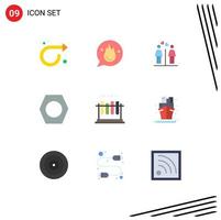 Pictogram Set of 9 Simple Flat Colors of medical tools training bolt signs Editable Vector Design Elements