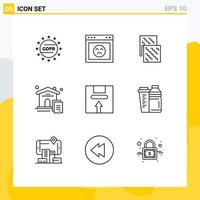 Modern Set of 9 Outlines and symbols such as box document cloth house material Editable Vector Design Elements