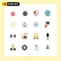 16 Creative Icons Modern Signs and Symbols of night party firework note event globe Editable Pack of Creative Vector Design Elements