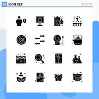 Modern Set of 16 Solid Glyphs Pictograph of top success program position flask Editable Vector Design Elements