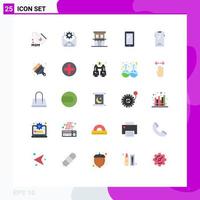 Mobile Interface Flat Color Set of 25 Pictograms of art android estate mobile phone Editable Vector Design Elements