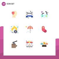 Pack of 9 Modern Flat Colors Signs and Symbols for Web Print Media such as umbrella discount wrench cyber monday sunglasses Editable Vector Design Elements