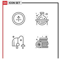 Pictogram Set of 4 Simple Filledline Flat Colors of arrow cleaning navigation flask equipment Editable Vector Design Elements