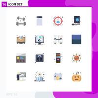 16 Thematic Vector Flat Colors and Editable Symbols of elearning globe head web mouse Editable Pack of Creative Vector Design Elements
