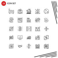 25 Thematic Vector Lines and Editable Symbols of global delivery education witch fly Editable Vector Design Elements