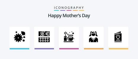 feliz día de la madre paquete de iconos de glifo 5 que incluye. madre . amar. femenino . caliente. diseño de iconos creativos vector