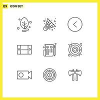 Pack of 9 creative Outlines of web edit circle browser furniture Editable Vector Design Elements