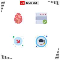 Universal Icon Symbols Group of 4 Modern Flat Icons of celebration down egg database education Editable Vector Design Elements