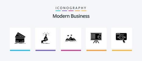 Modern Business Glyph 5 Icon Pack Including business. achievement. bag. savings. debt. Creative Icons Design vector