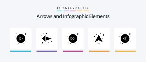 Arrow Glyph 5 Icon Pack Including left. direction. forward. arrows. up. Creative Icons Design vector