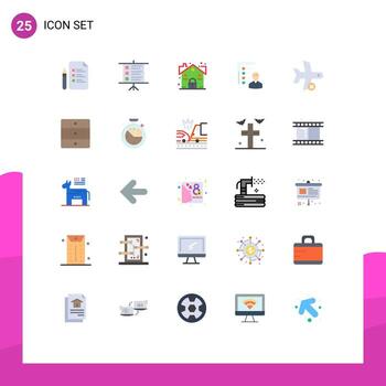 User Interface Pack of 25 Basic Flat Colors of resume job lock employee abilities Editable Vector Design Elements