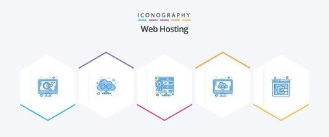 Web Hosting 25 Blue icon pack including . display page content. server. upload. computer vector