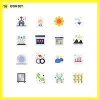 Flat Color Pack of 16 Universal Symbols of signal right royal reload gear Editable Pack of Creative Vector Design Elements