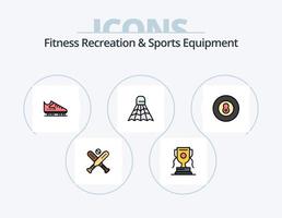 Recreación de fitness y línea de equipos deportivos llenos de iconos paquete 5 diseño de iconos. bola. juego. deporte. camiseta deporte vector