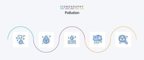 paquete de iconos de contaminación azul 5 que incluye radiactivo. polución. polución. venenoso. desperdiciar vector