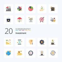 20 Investment Flat Color icon Pack like growth setting idea money business vector