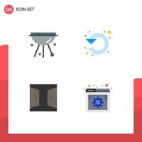 Group of 4 Flat Icons Signs and Symbols for barbecue up food refresh door Editable Vector Design Elements