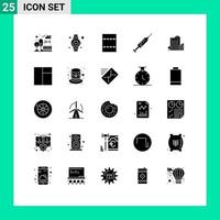 Set of 25 Modern UI Icons Symbols Signs for dormitory building layout shot vaccine Editable Vector Design Elements