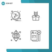 Line Pack of 4 Universal Symbols of school light office success lamp Editable Vector Design Elements