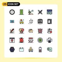 25 Universal Filled line Flat Color Signs Symbols of message bubble beach swoeds sword Editable Vector Design Elements