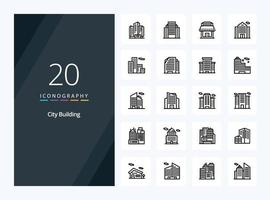 20 City Building Outline icon for presentation vector