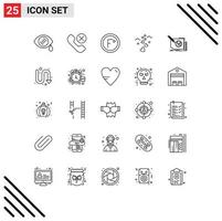 User Interface Pack of 25 Basic Lines of content loving climate love weather Editable Vector Design Elements