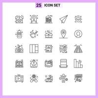 Group of 25 Lines Signs and Symbols for game full office down plane Editable Vector Design Elements