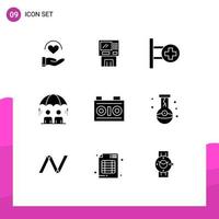 9 Universal Solid Glyphs Set for Web and Mobile Applications management board dispenser sign medical Editable Vector Design Elements