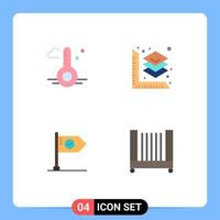 Set of 4 Modern UI Icons Symbols Signs for temperature business spring layer goal Editable Vector Design Elements