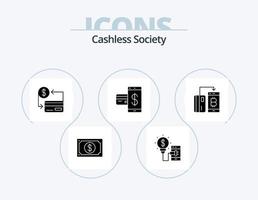 Cashless Society Glyph Icon Pack 5 Icon Design. credit. card. technology. society. cashless vector